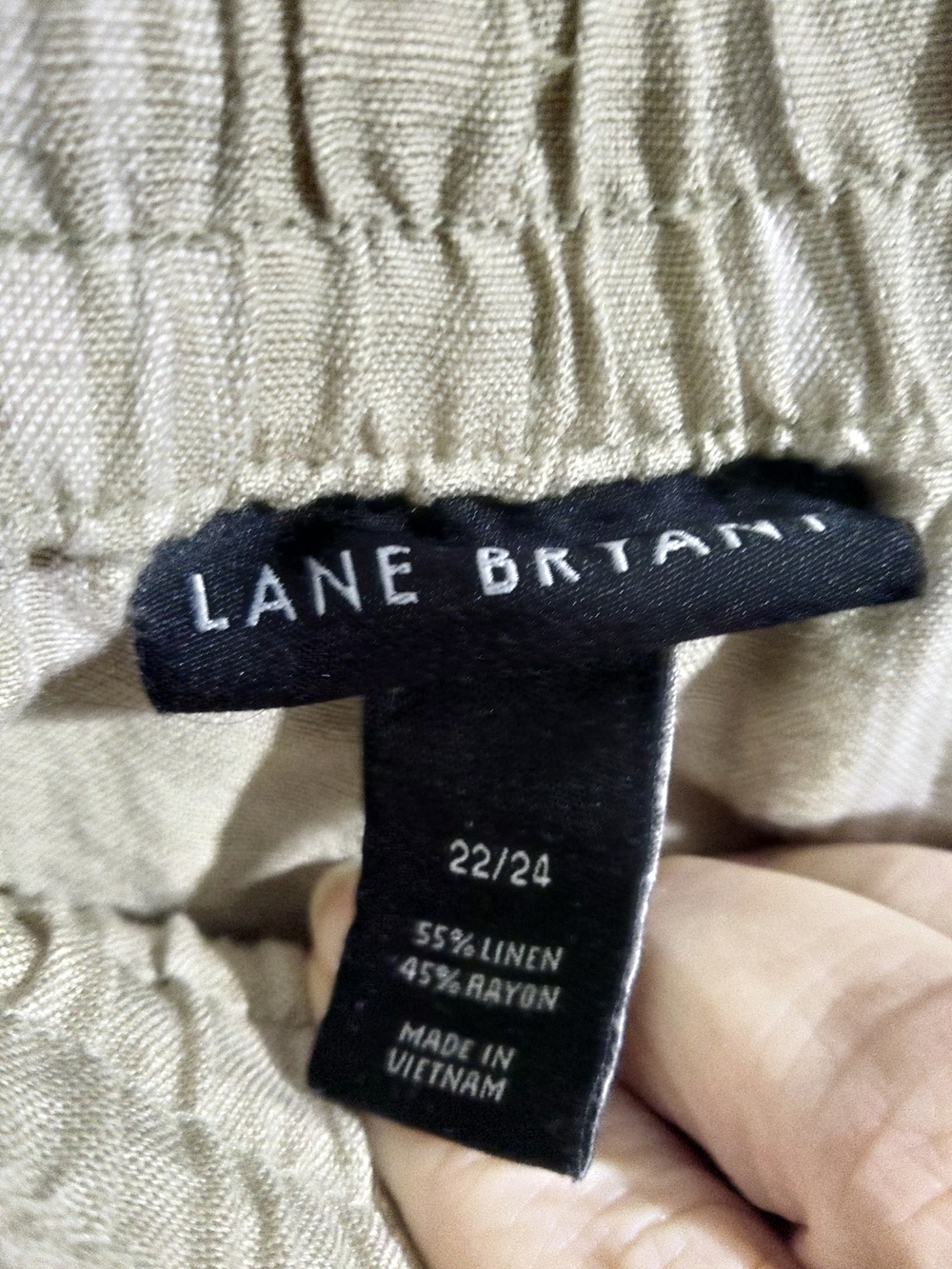 Lane Bryant Girls' Khaki Elastic-Waist Linen-Blend Shorts